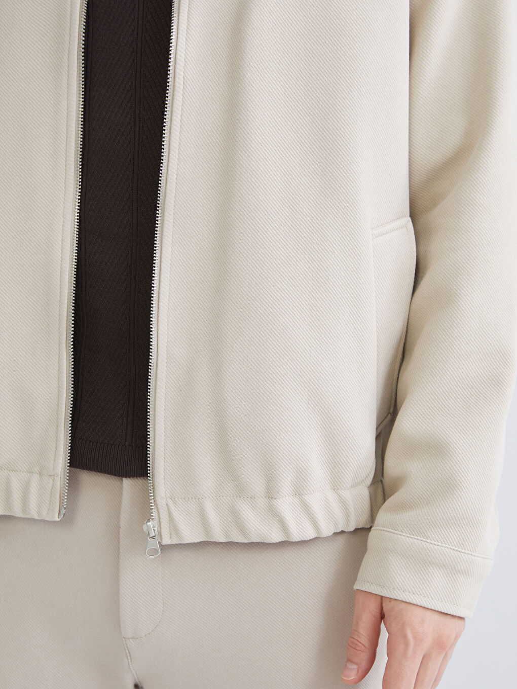 Bej Standart Kalıp Gömlek Yaka Erkek Mont-2