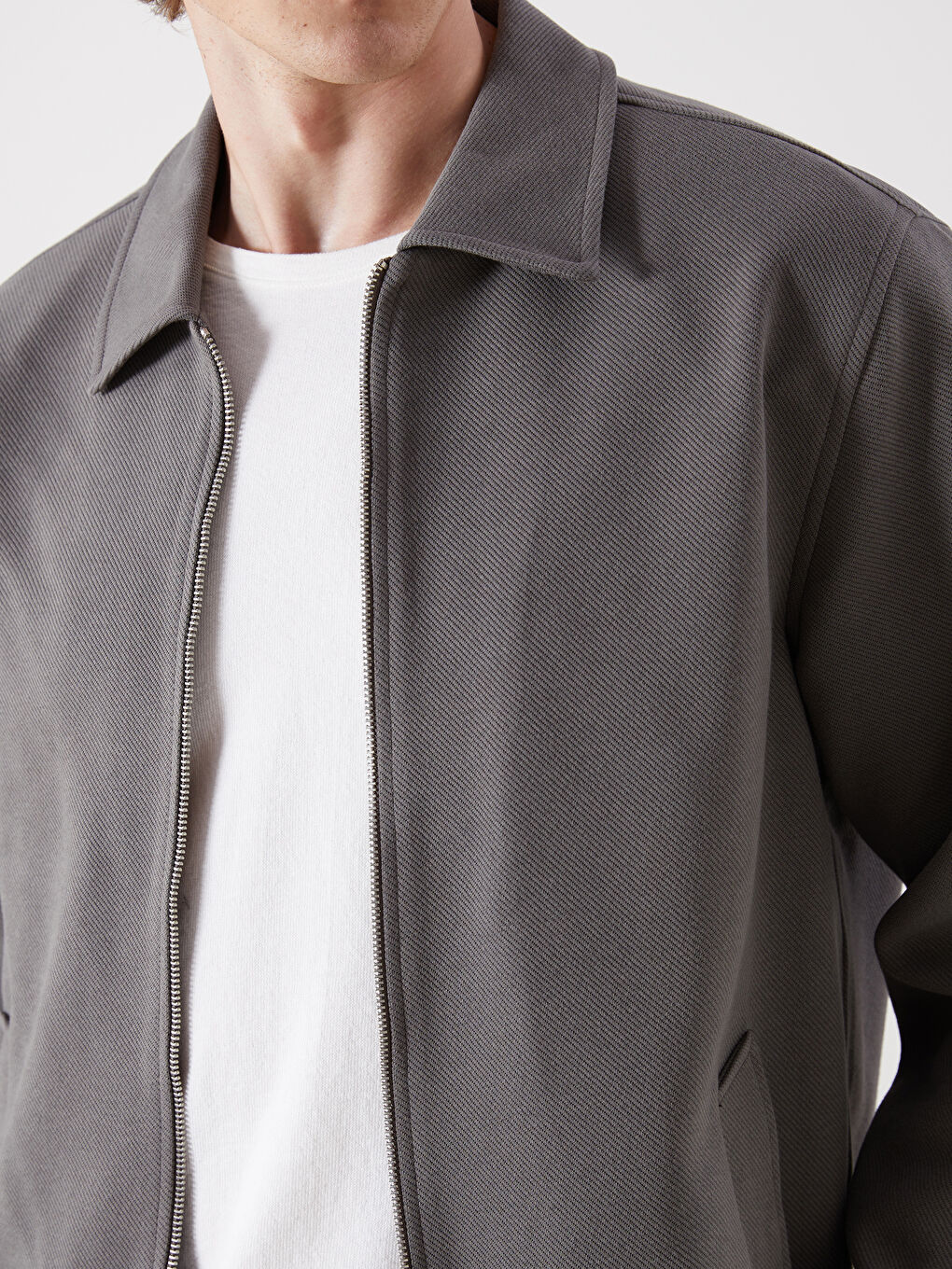 Haki Standart Kalıp Gömlek Yaka Erkek Mont-2