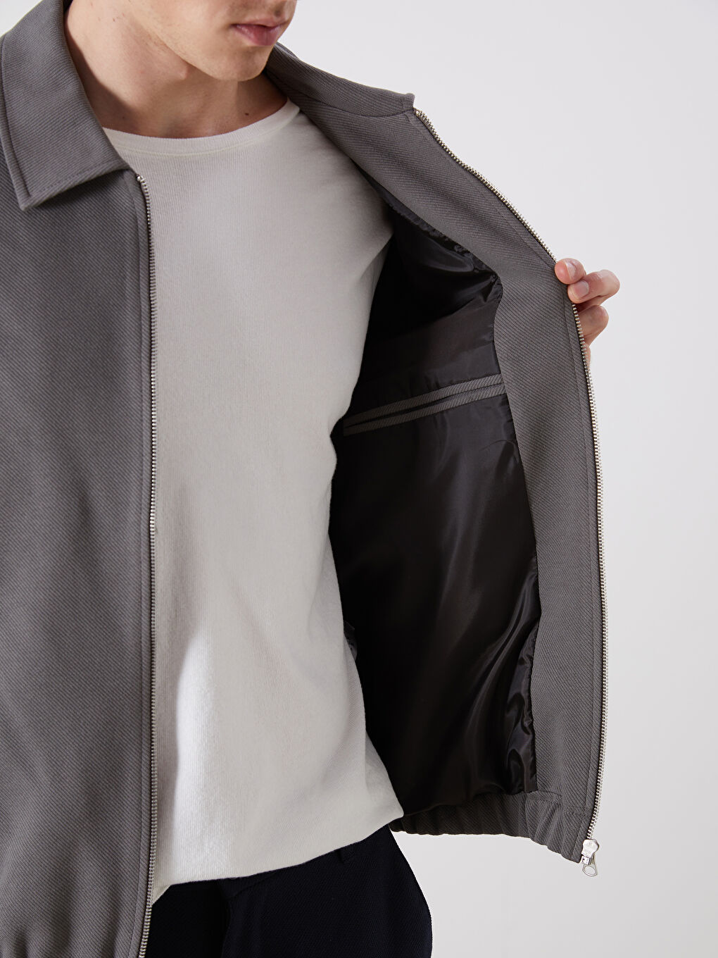 Haki Standart Kalıp Gömlek Yaka Erkek Mont-3