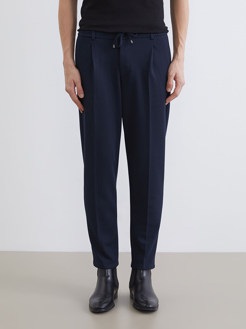 Elastic Waist Regular Fit Men's Trousers-1