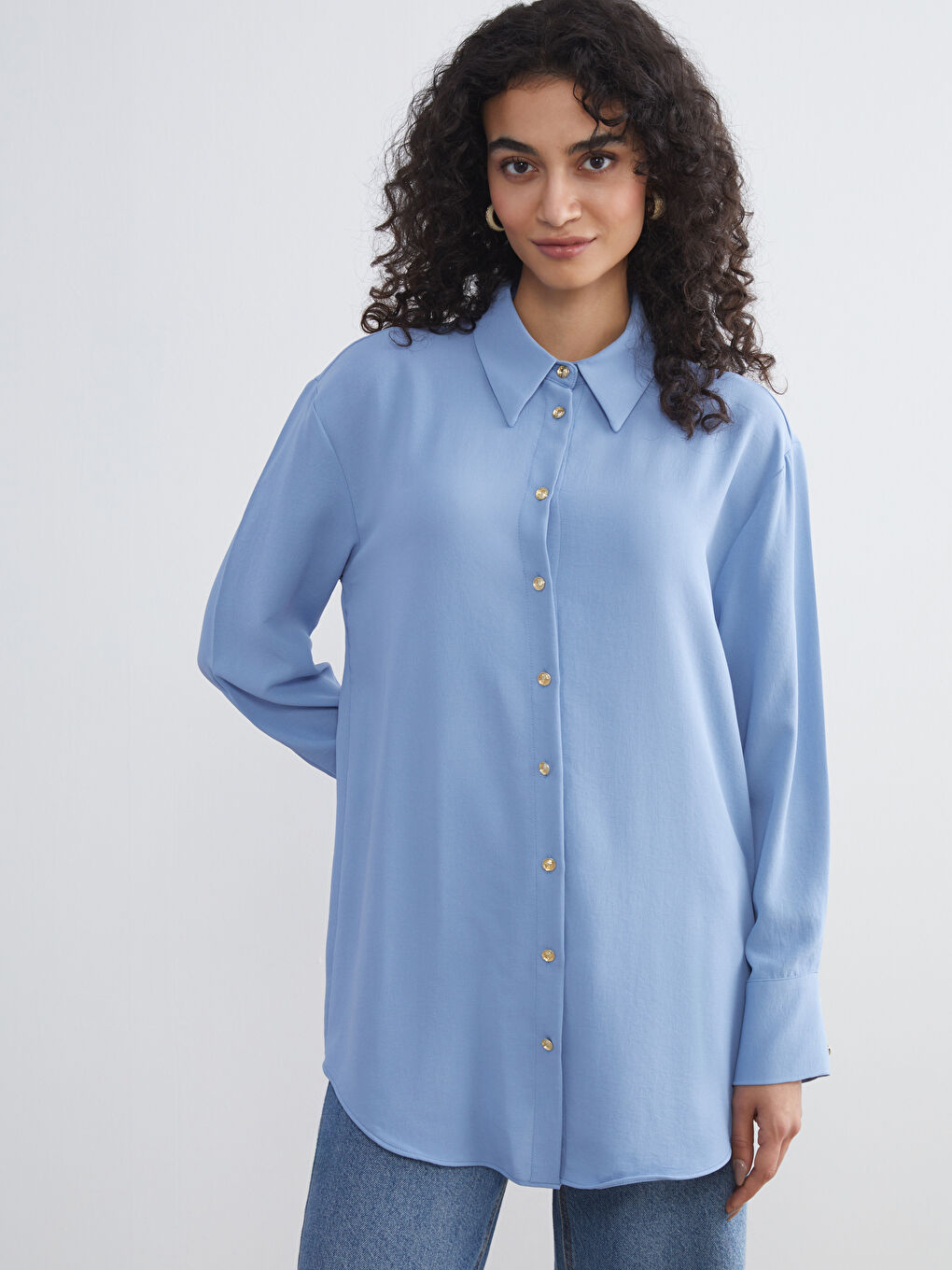 LCW Modest Women's Shirt Tunic -W5GQ15Z8-DG7