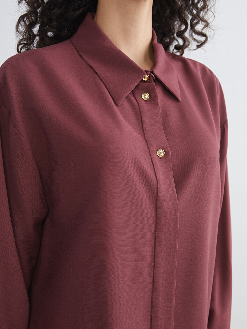 LCW Modest Textured Women's Shirt Tunic -W5GQ16Z8-JAV