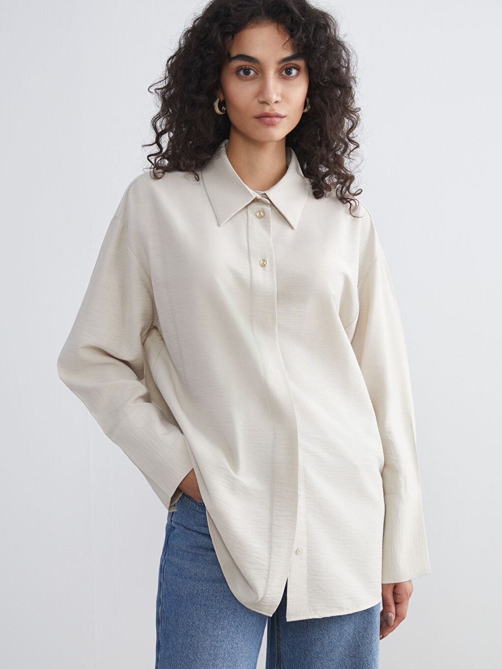 LCW Modest Textured Women's Shirt Tunic -W5GQ16Z8-JRB