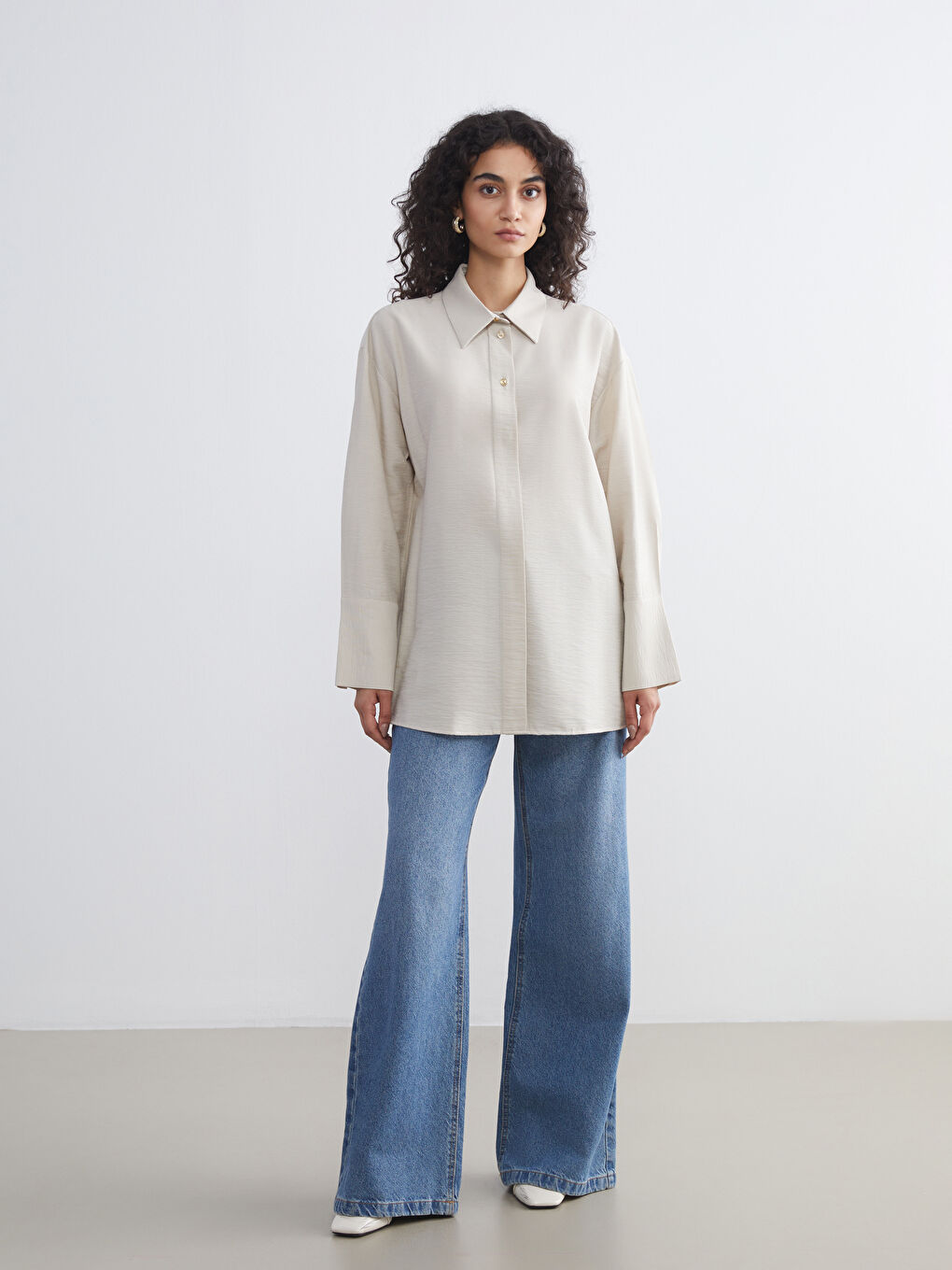 LCW Modest Textured Women's Shirt Tunic -W5GQ16Z8-JRB