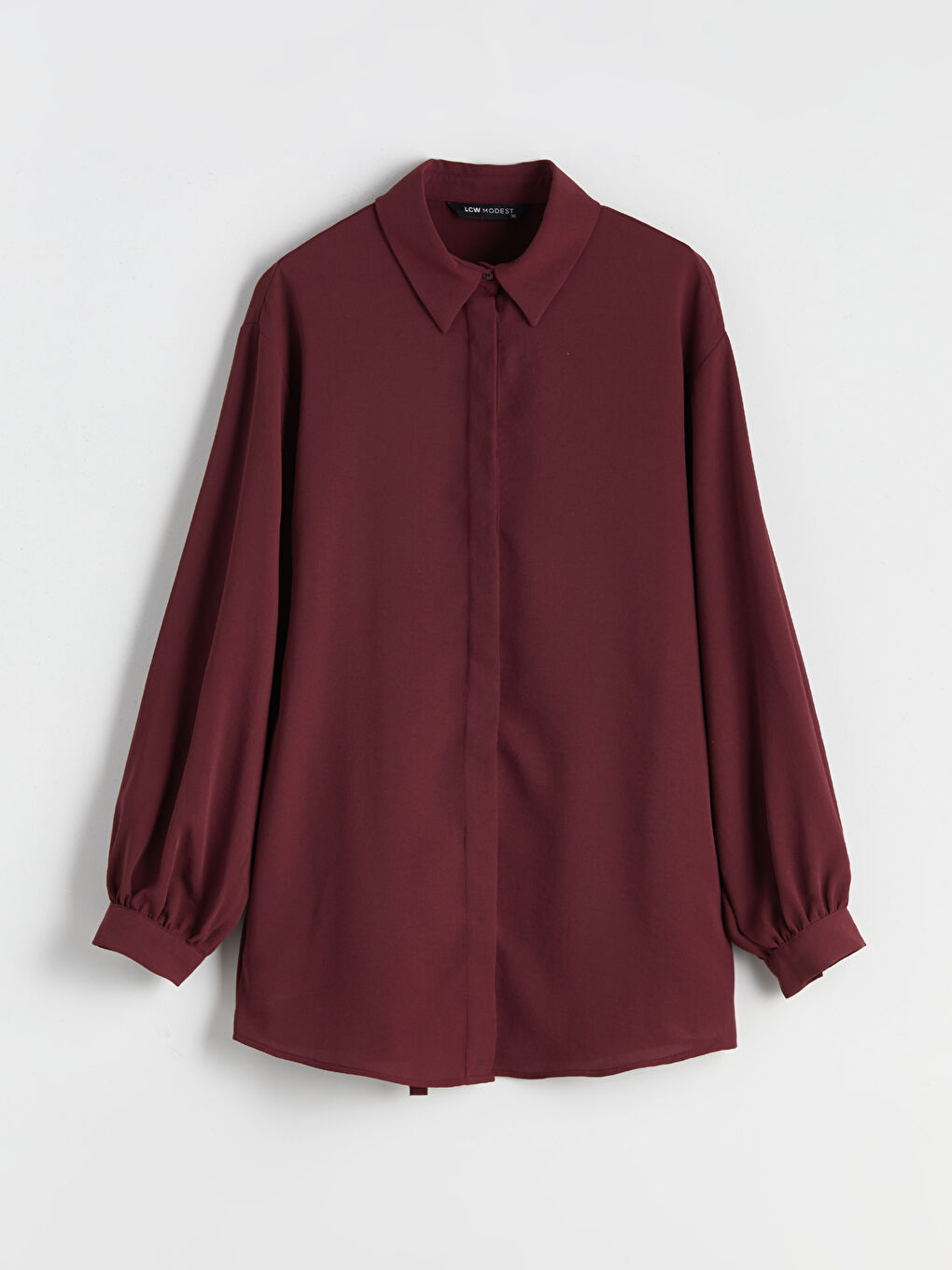 Bordo Oversize Kadın Gömlek Tunik-4