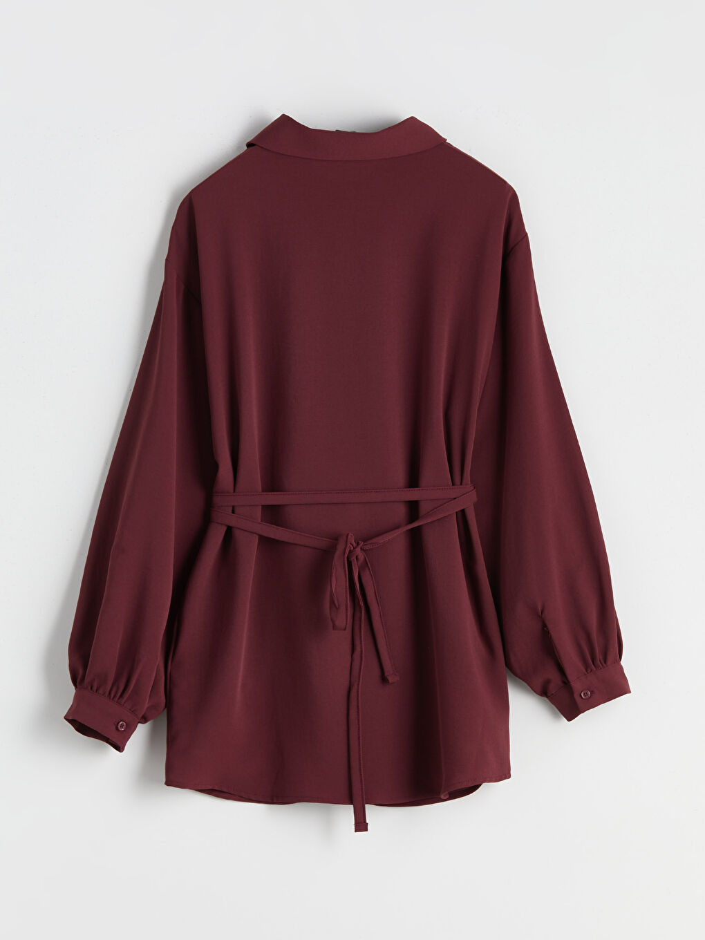 Bordo Oversize Kadın Gömlek Tunik-5