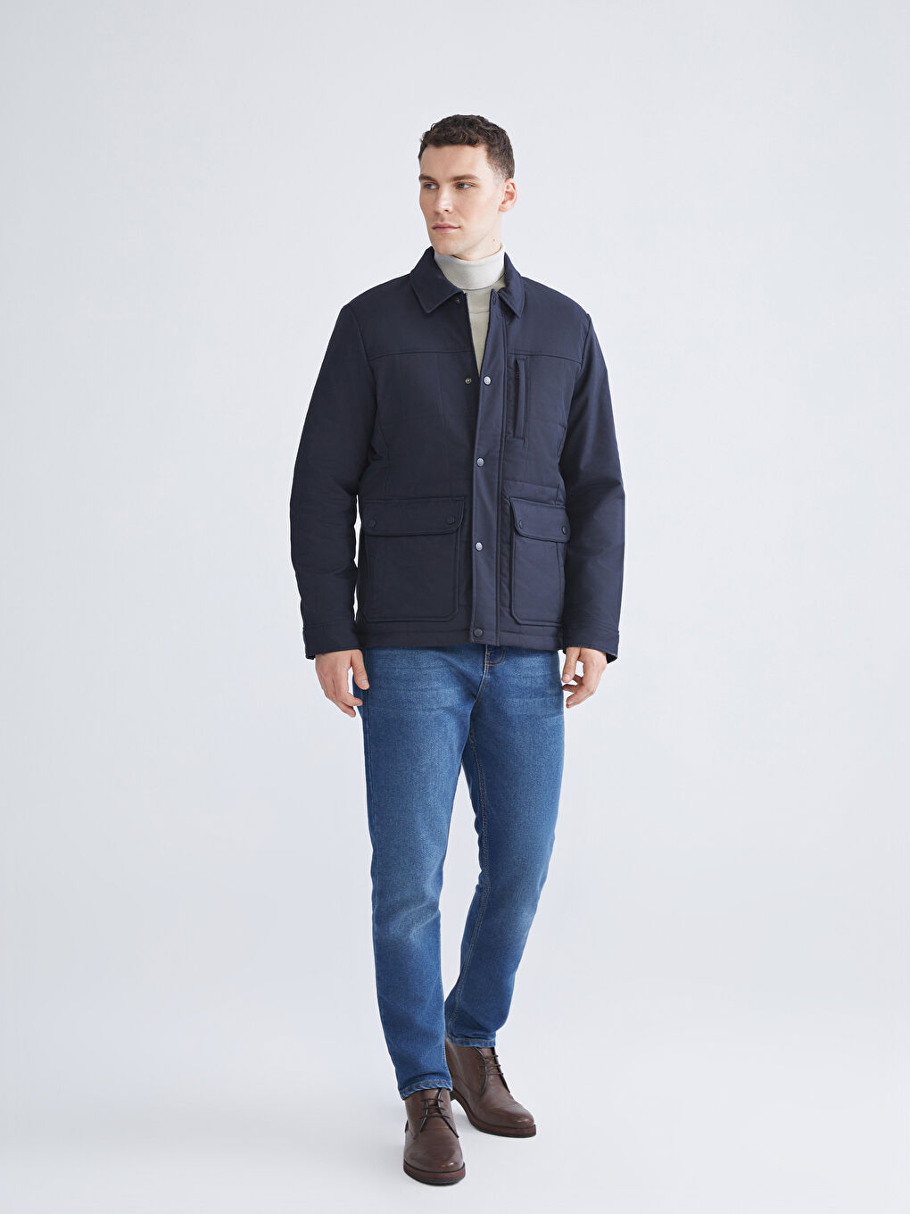 Standard Fit Collared Neck Men's Coat-1