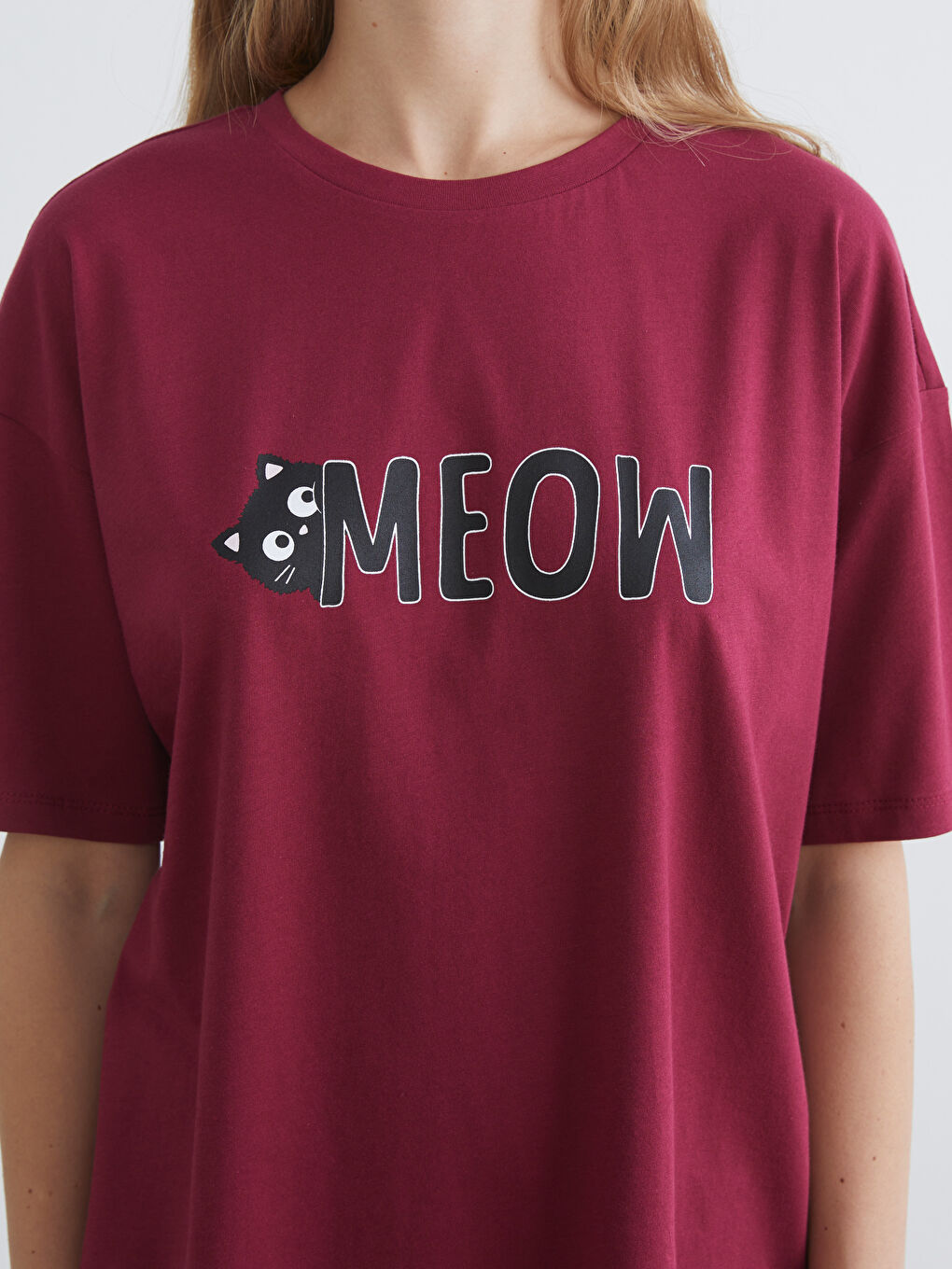 Mürdüm Bisiklet Yaka Baskılı Kadın Pijama Takımı-2