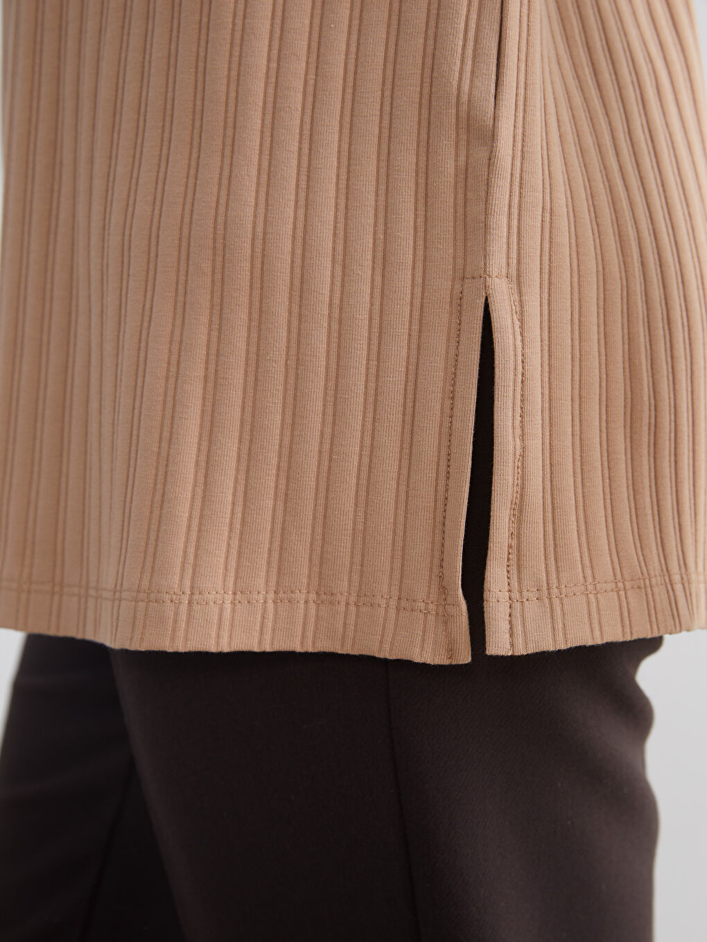 Kahverengi Bisiklet Yaka Fitilli Kadın Tunik-2