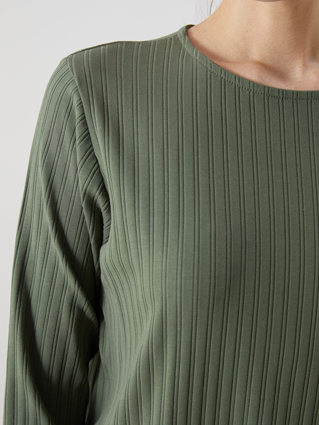 Yeşil Bisiklet Yaka Fitilli Kadın Tunik-2