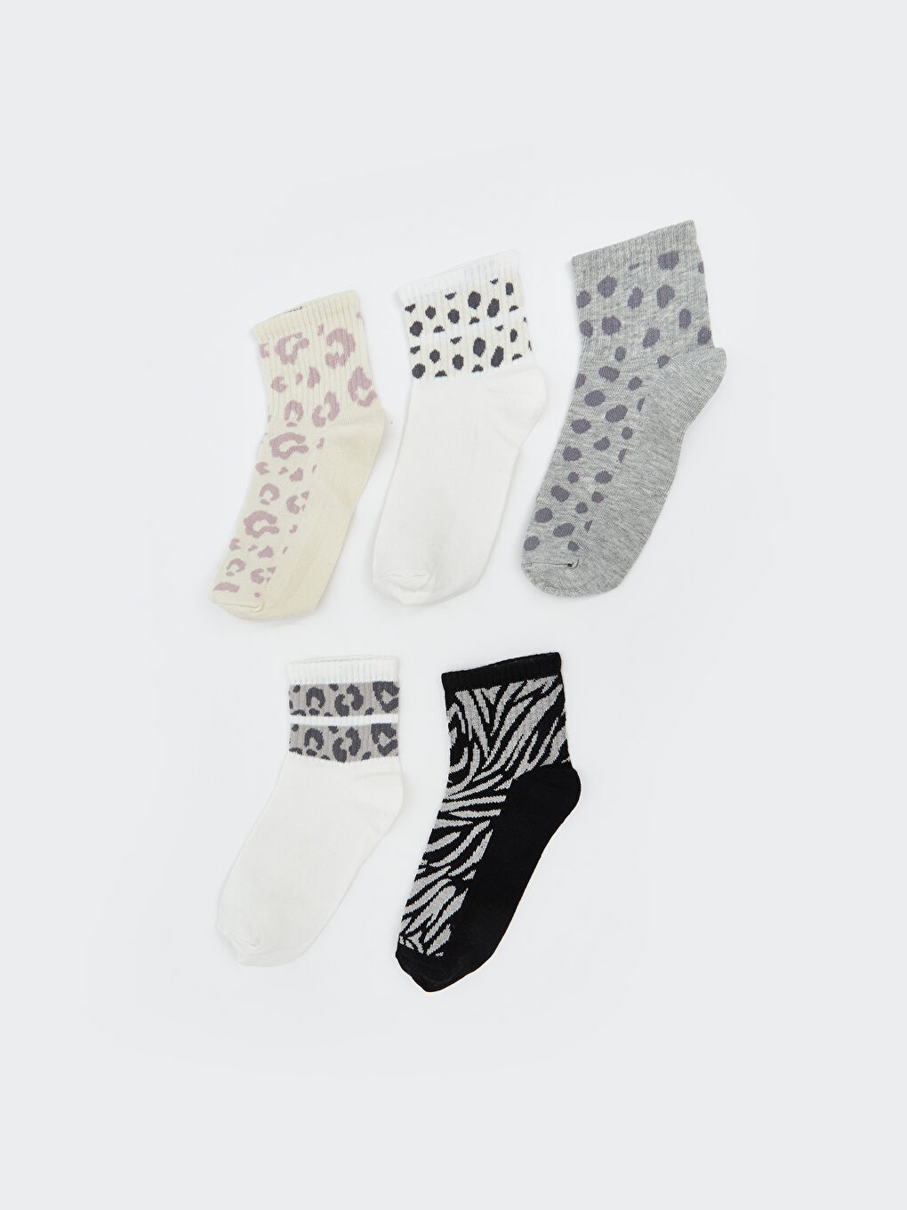 Ekru Desenli Kadın Soket Çorap 5'li