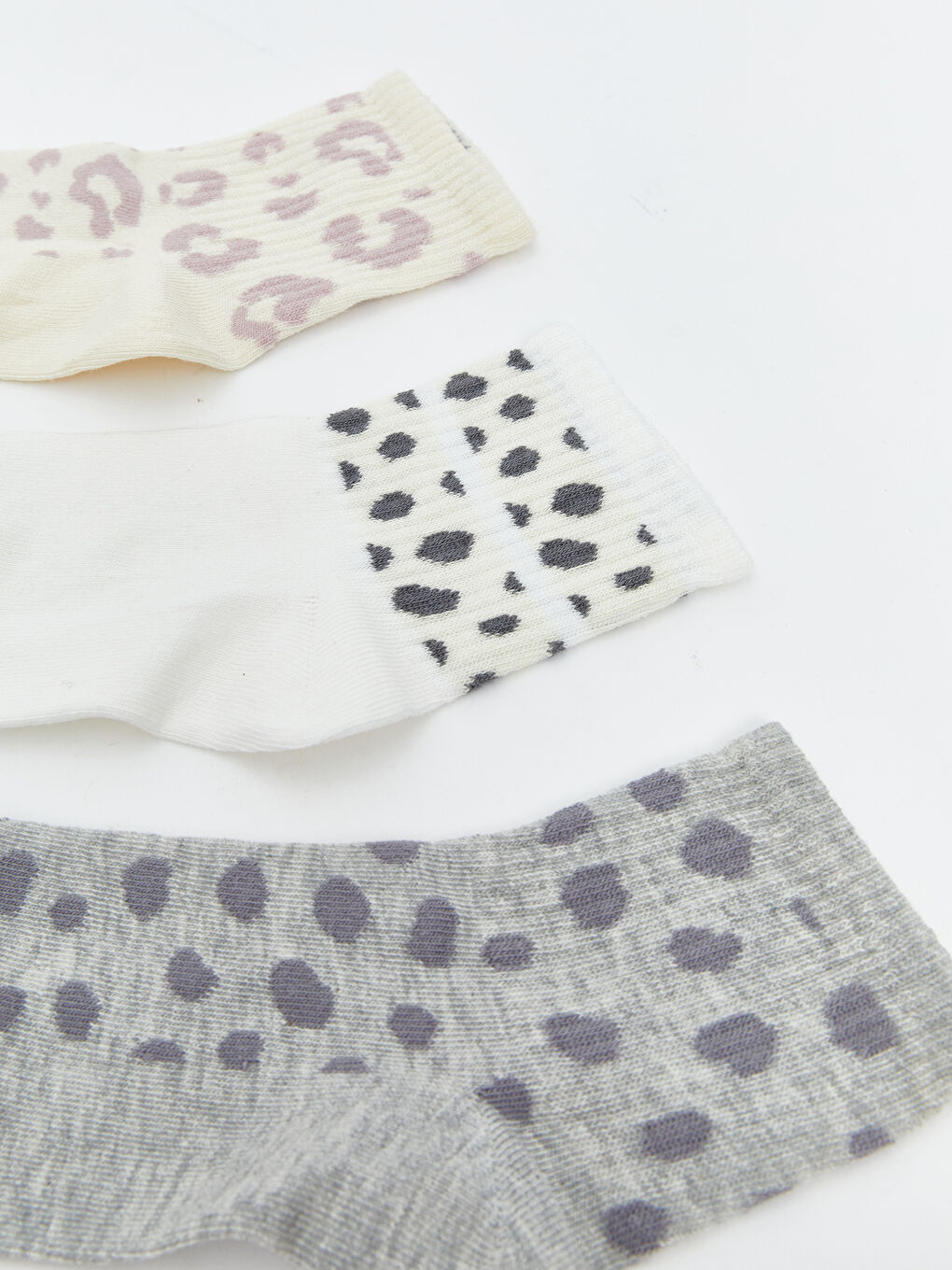 Ekru Desenli Kadın Soket Çorap 5'li-1