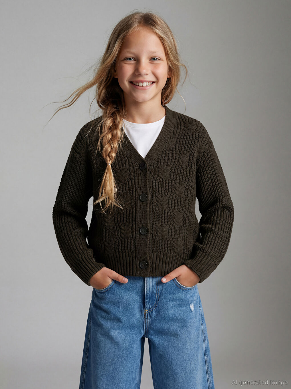 كارديجان تريكو بياقة على شكل حرف V للبنات