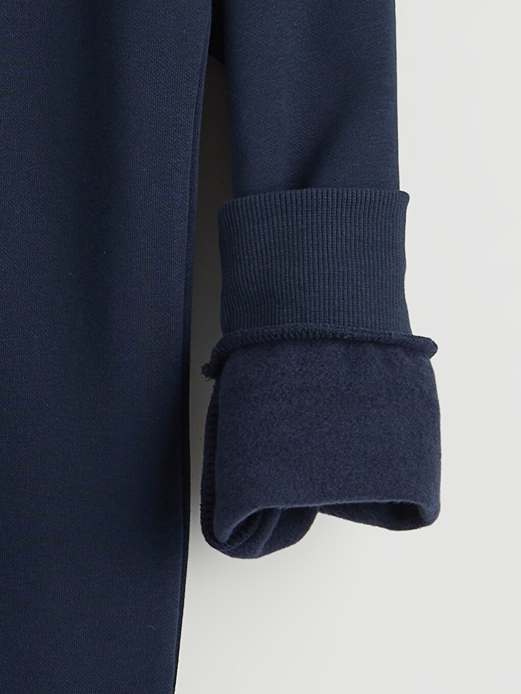 Lacivert Polo Yaka Baskılı Erkek Kalın Sweatshirt-5