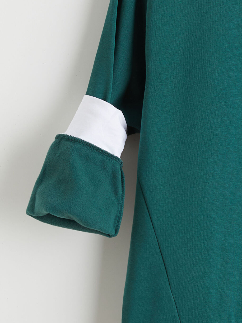 Yeşil Bisiklet Yaka Nakışlı Erkek Kalın Sweatshirt-1