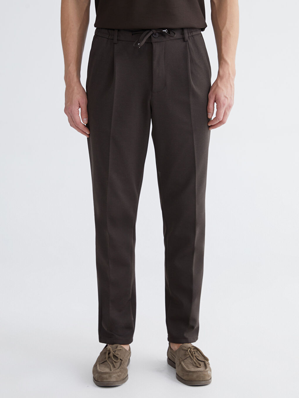 Kahverengi Standart Kalıp Erkek Pantolon-1