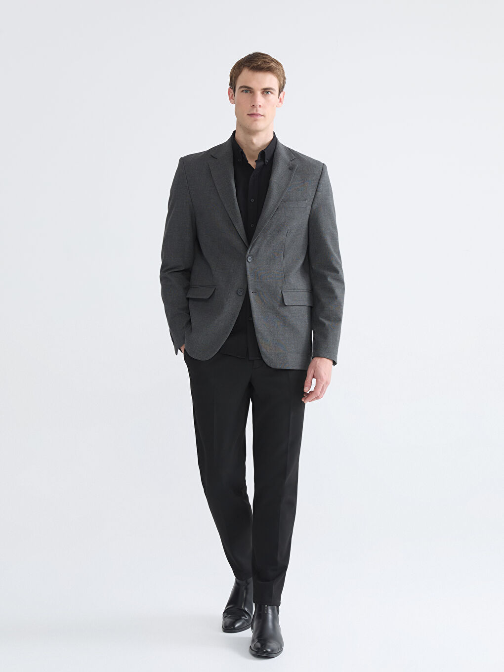 Siyah Standart Kalıp Erkek Blazer Ceket-1