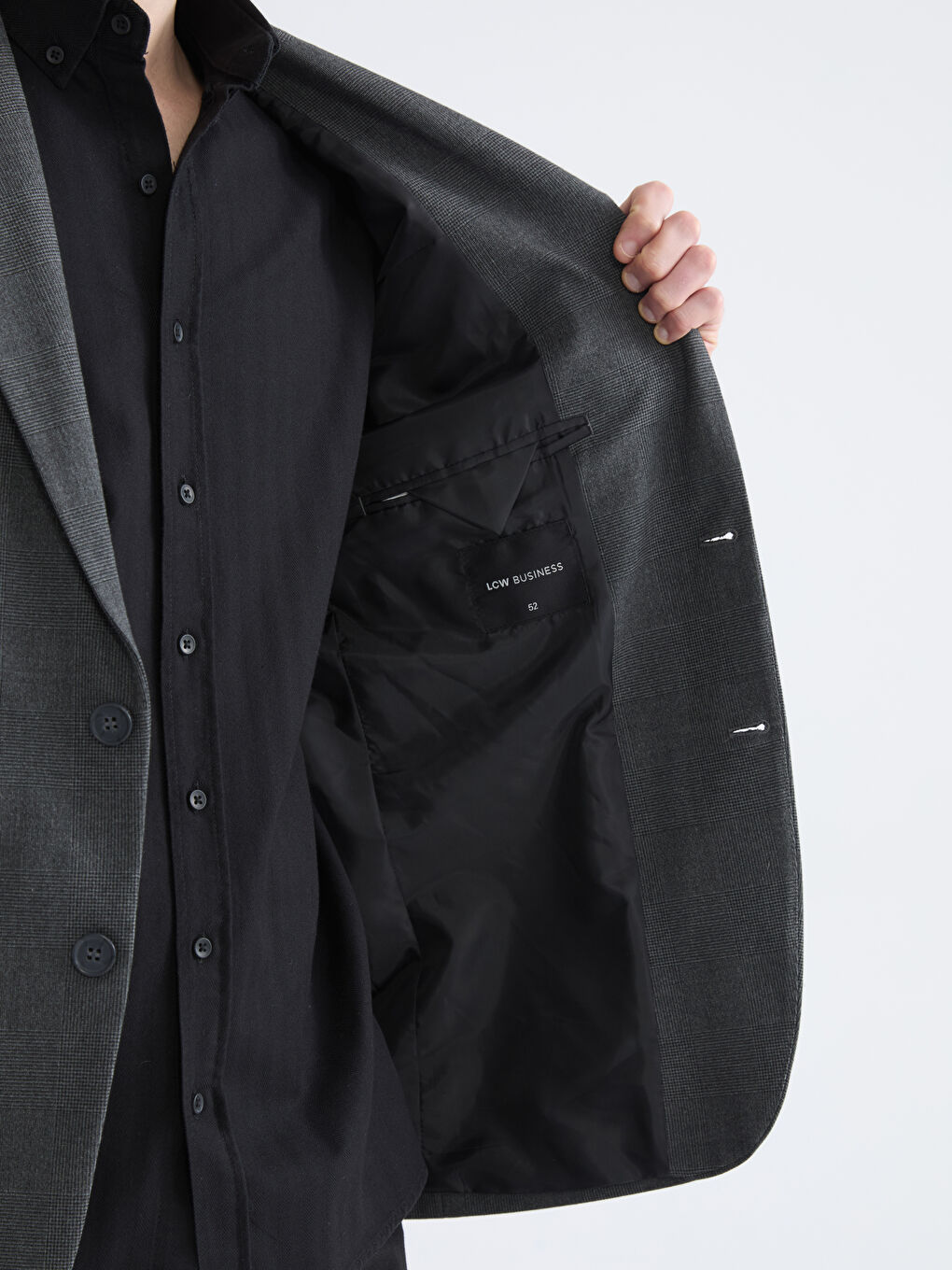 Siyah Standart Kalıp Erkek Blazer Ceket-2