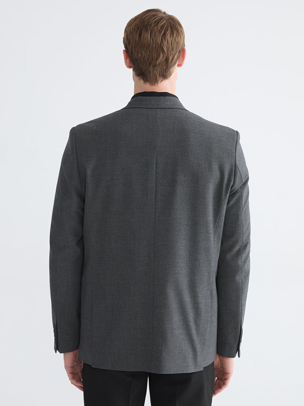 Siyah Standart Kalıp Erkek Blazer Ceket-4