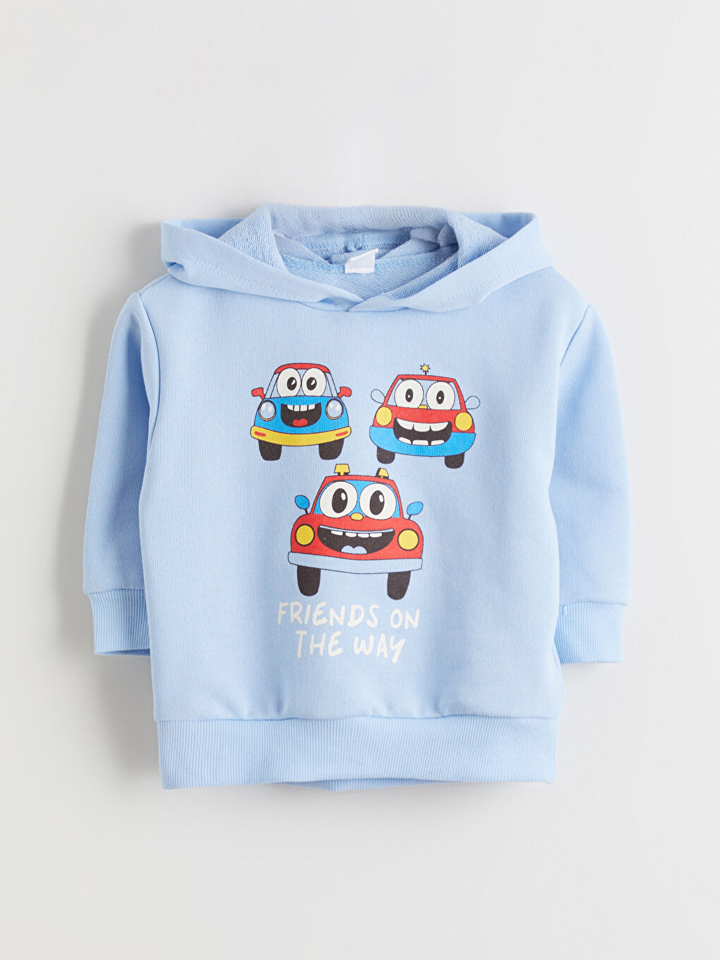 Mavi Kapüşonlu Baskılı Erkek Çocuk Sweatshirt