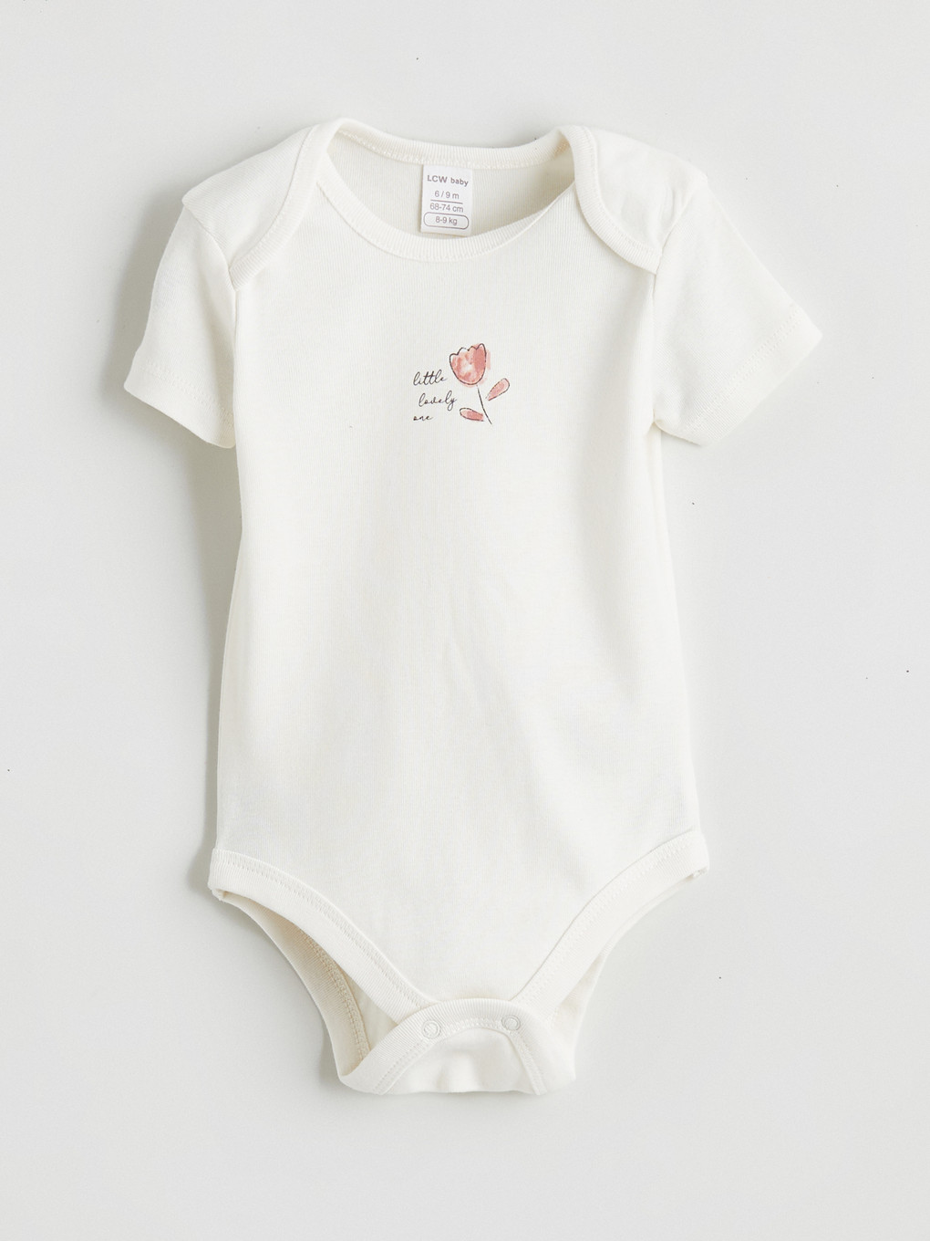Bej Çiçek Baskılı Kız Bebek Çıtçıtlı Body