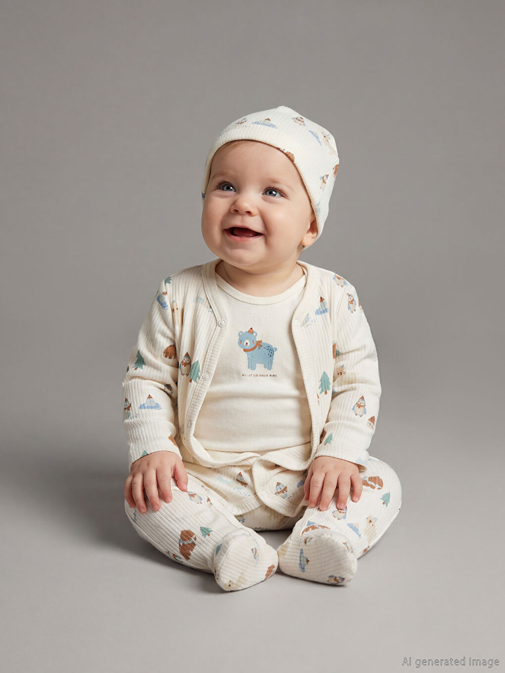 Комплект для новорожденного мальчика с принтом для выписки