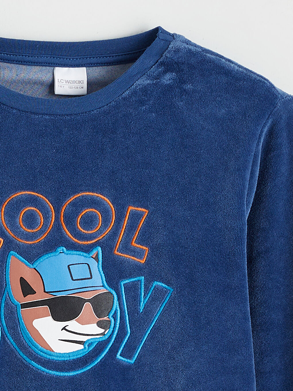 Mavi Bisiklet Yaka Kadife Erkek Çocuk Pijama Takımı-2