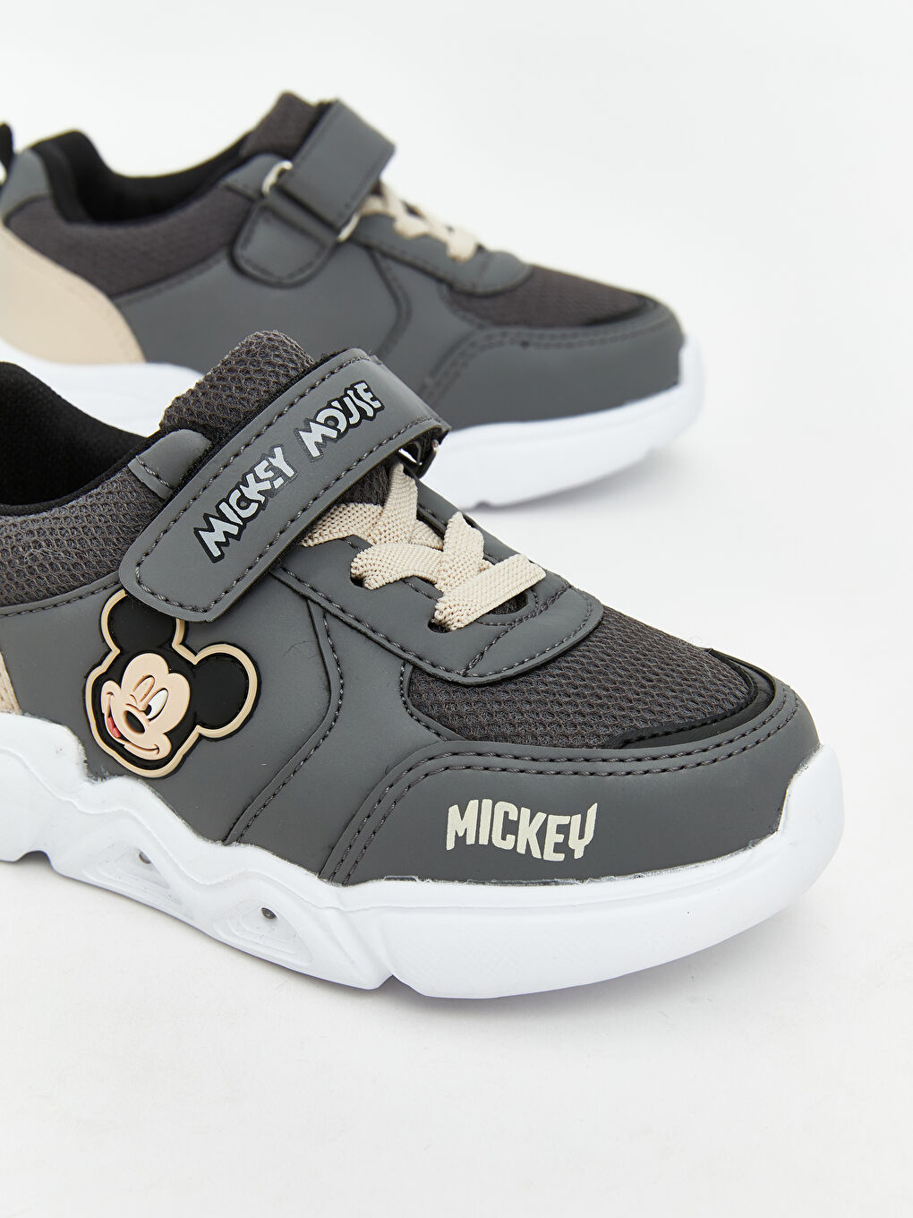 Antrasit Mickey Mouse Baskılı Kız Bebek Spor Ayakkabı-3
