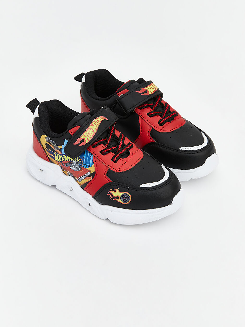 Siyah Hot Wheels Baskılı Erkek Bebek Spor Ayakkabı-1