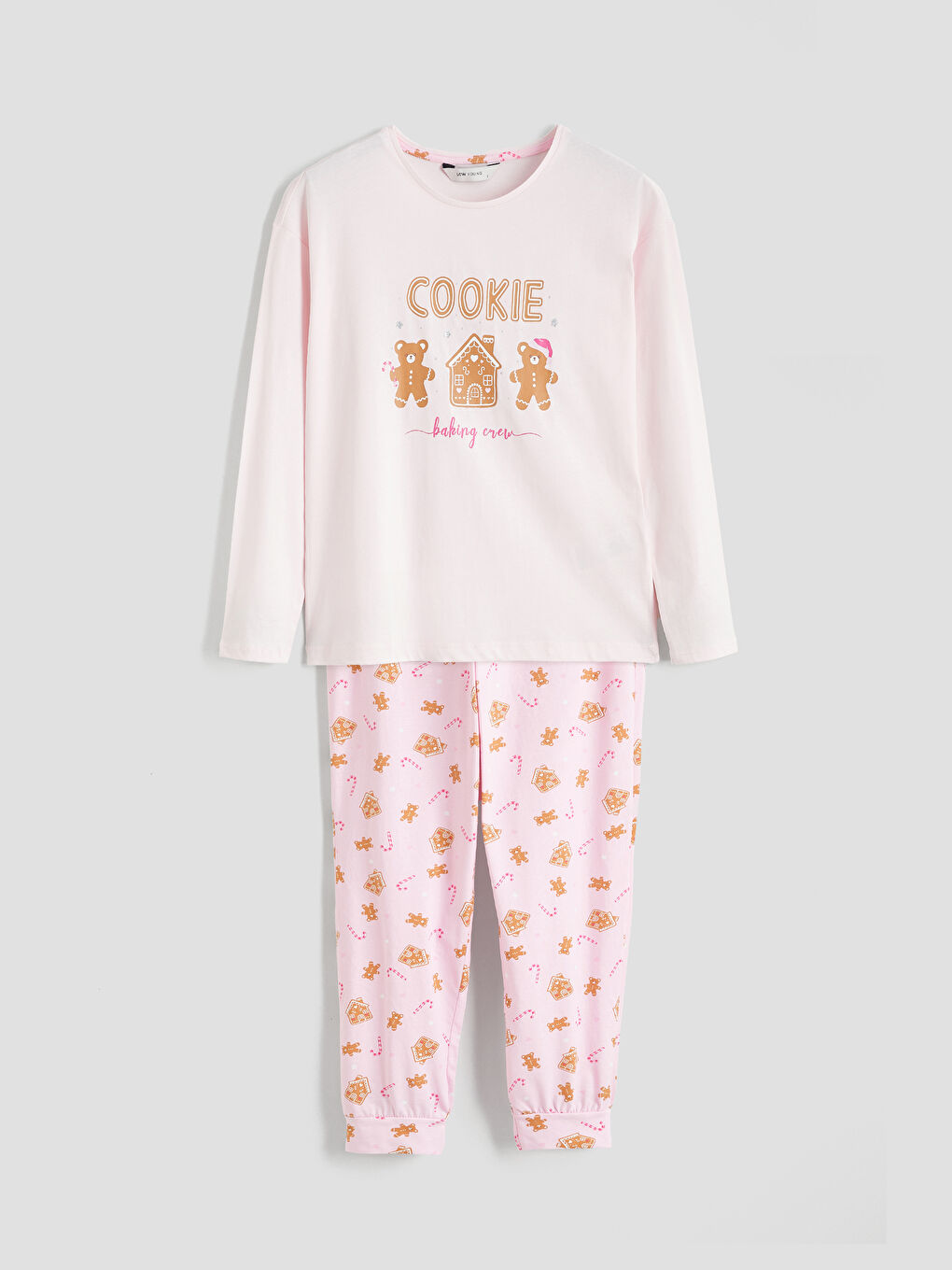 Пижамный комплект с круглым вырезом на новогоднюю тематику для женщин-4