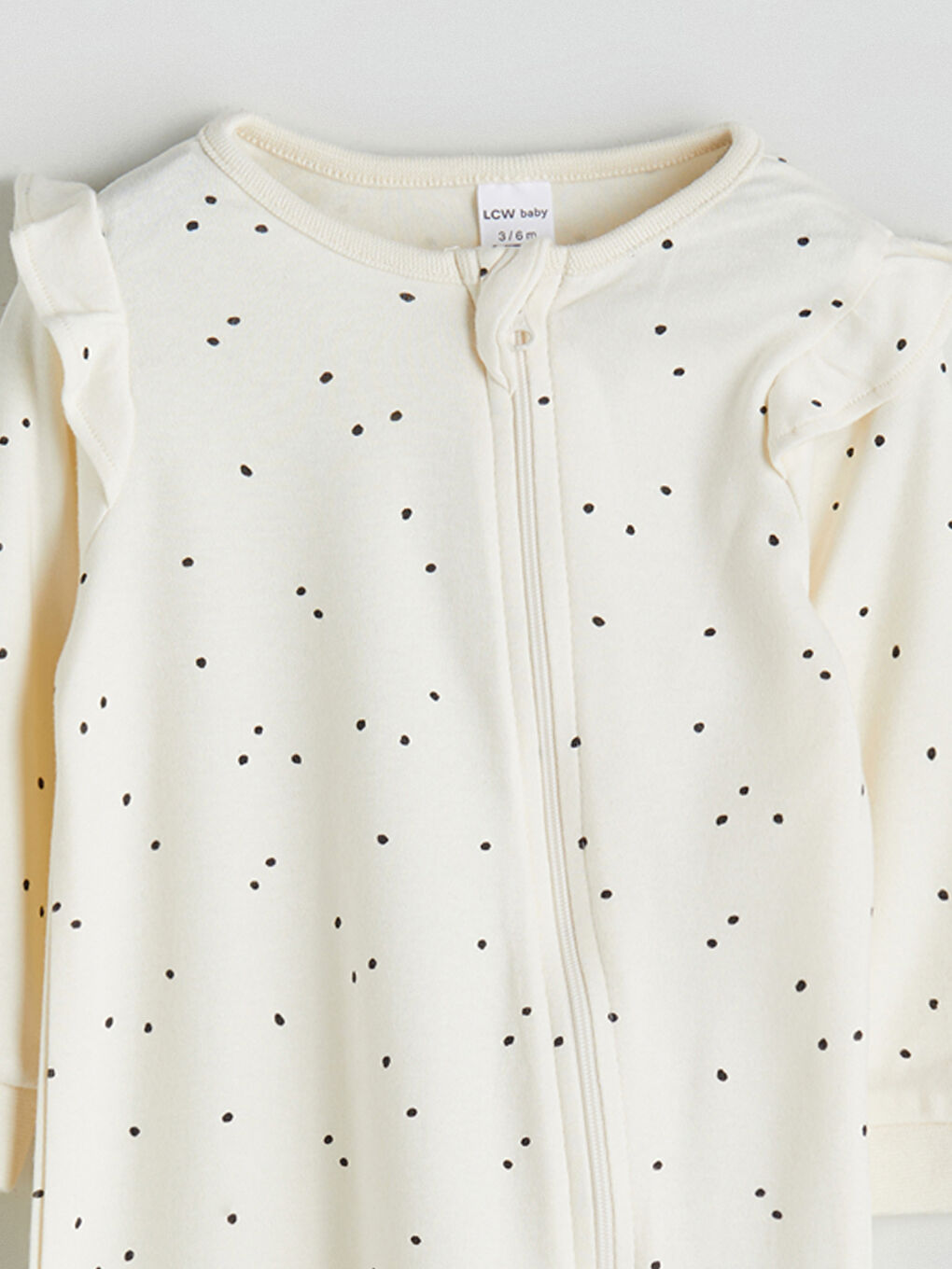 Ekru Bisiklet Yaka Puantiyeli Kız Bebek Tulum-2