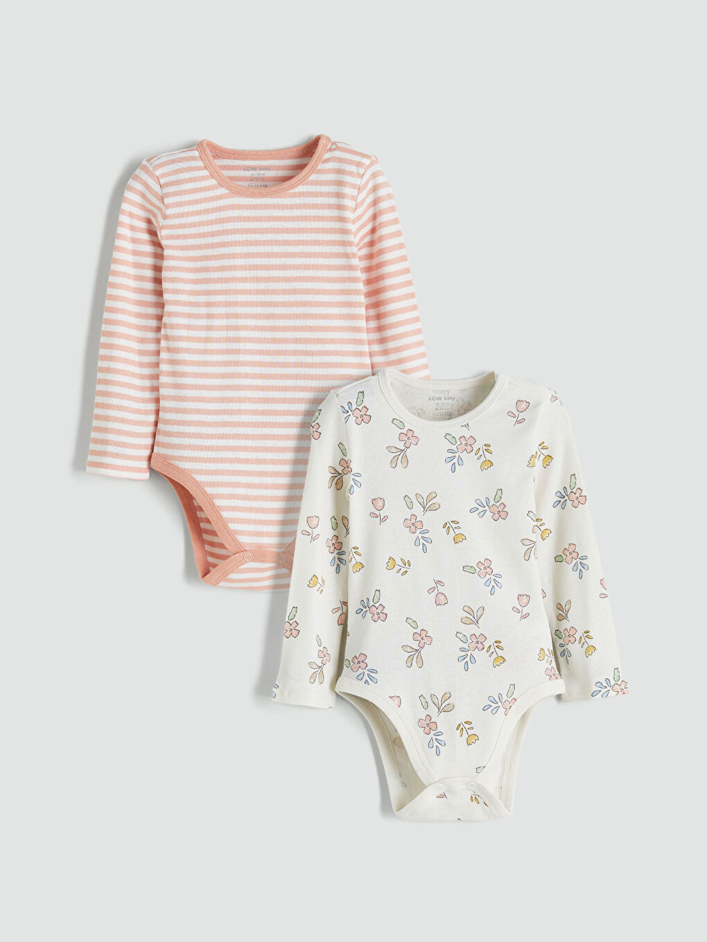 Crew Neck Baby Girls' Snap Bodysuit 2 Pack