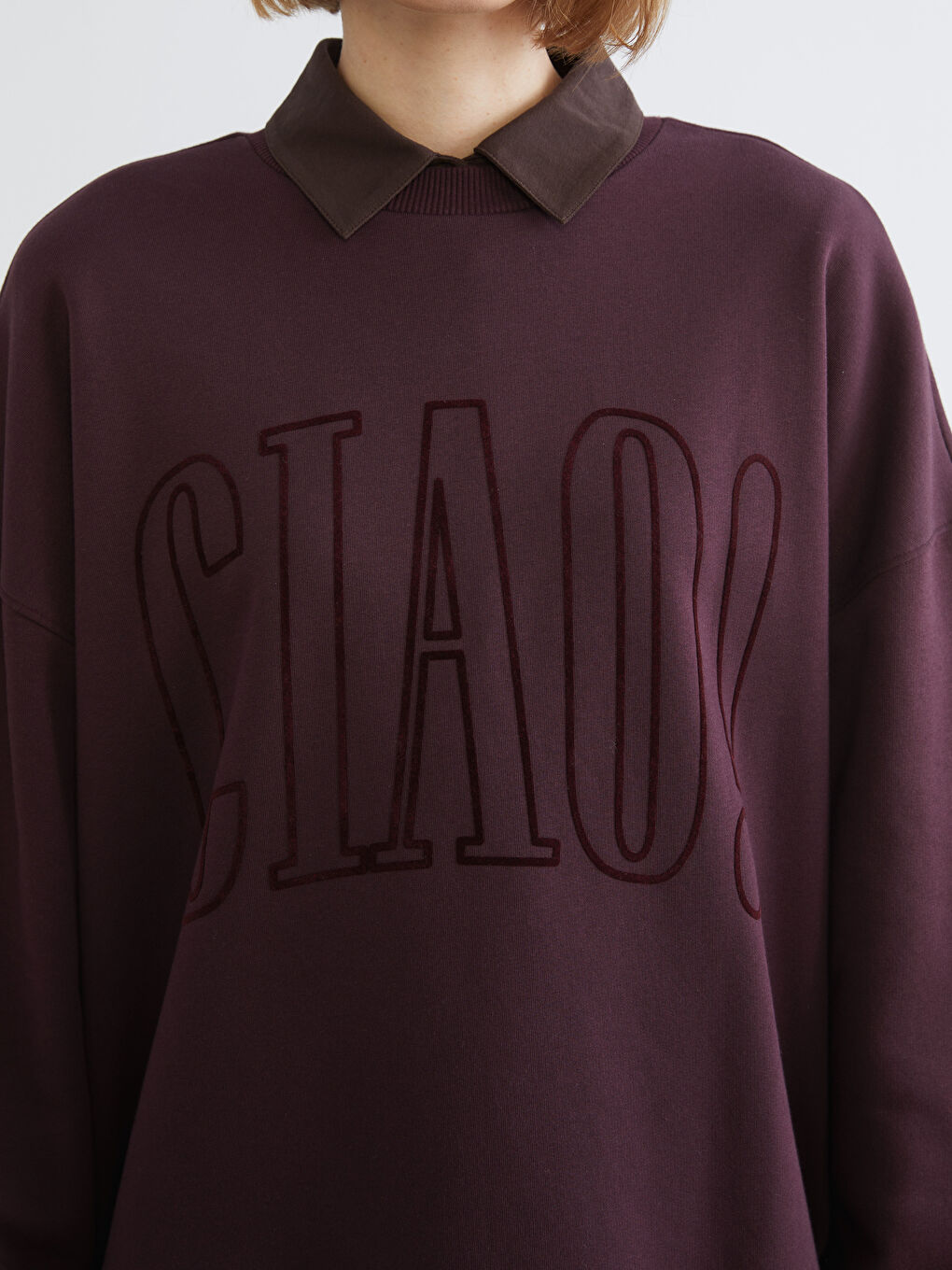 Crew Neck Printed Oversize Women's Thick Sweatshirt-2