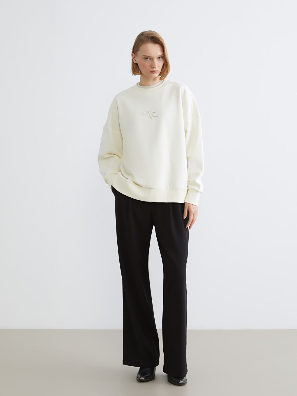 Printed Oversize Women's Thick Sweatshirt-1