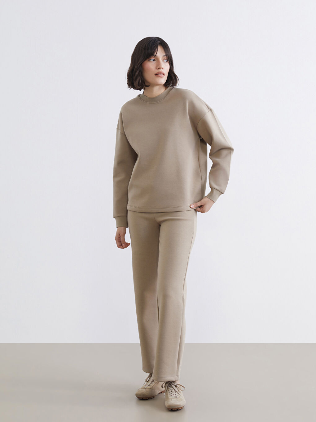 Woman BEIGE Sweatshirt-1