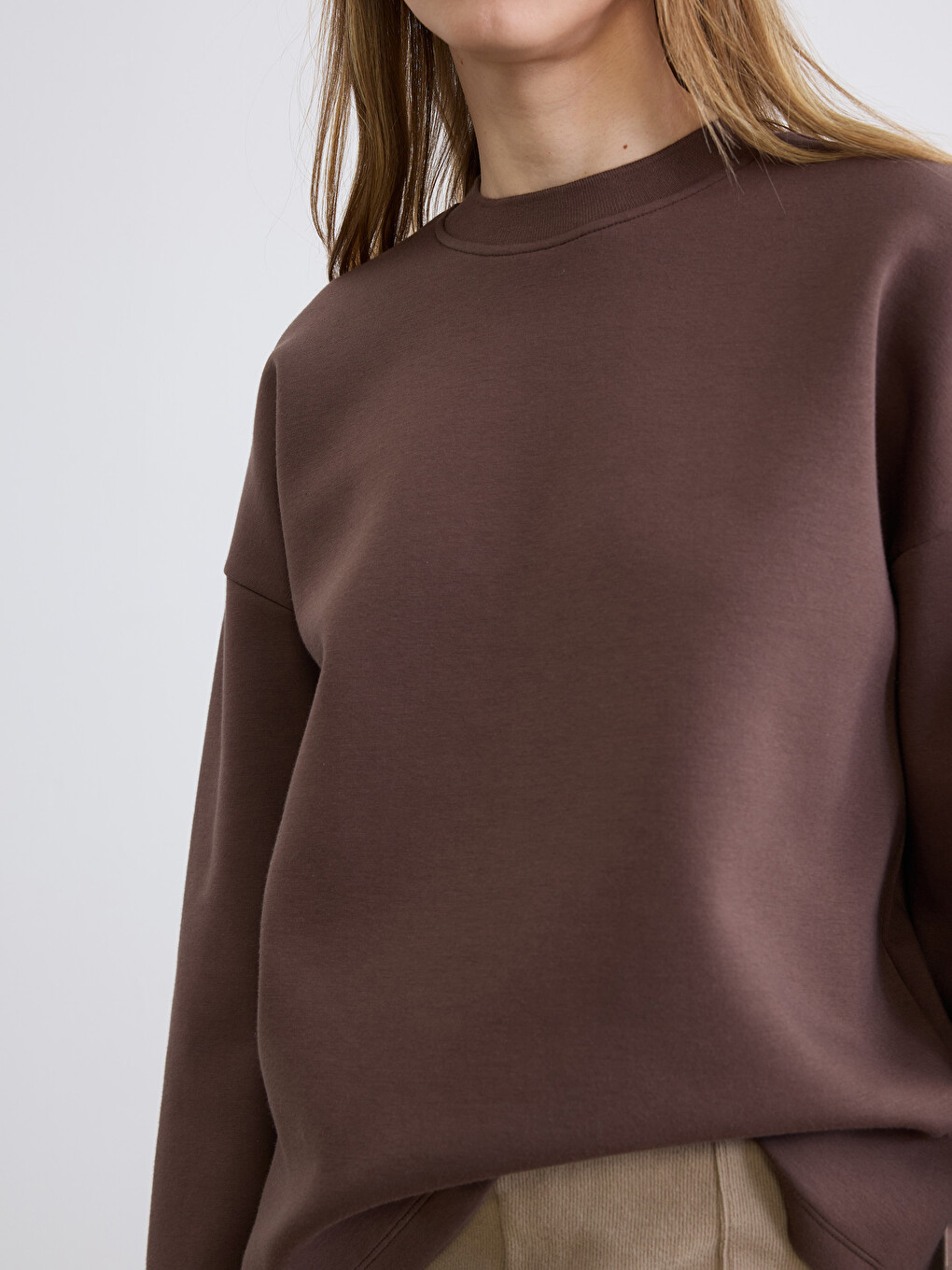 Sweat-shirt Pour Femmes Col Rond Surdimensionné-2