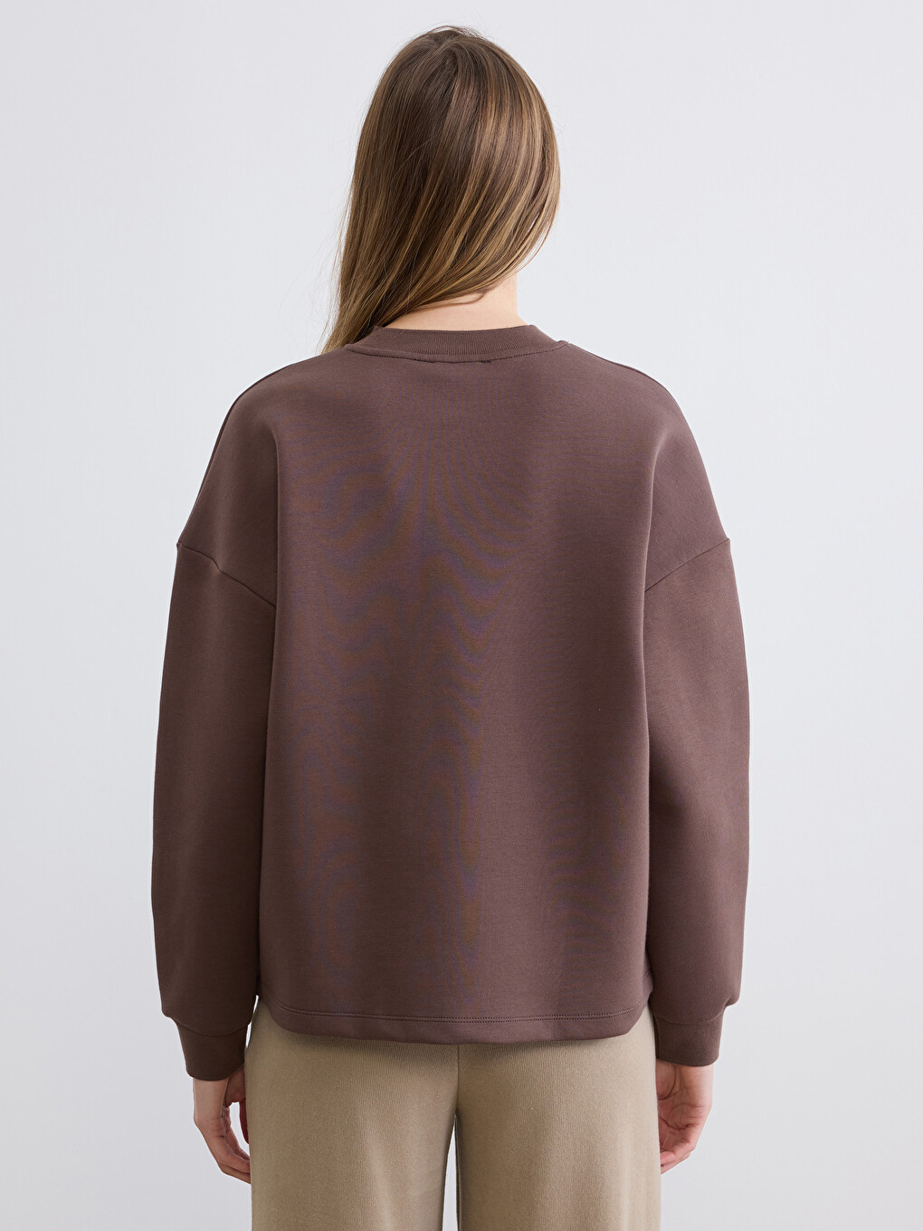 Sweat-shirt Pour Femmes Col Rond Surdimensionné-3