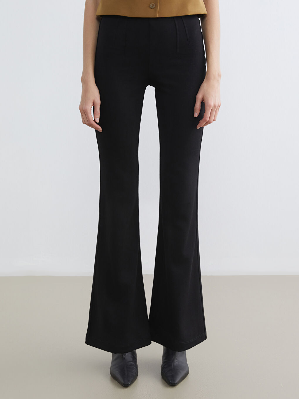 بنطلون نسائي بخصر عالي وساق إسبانية-1