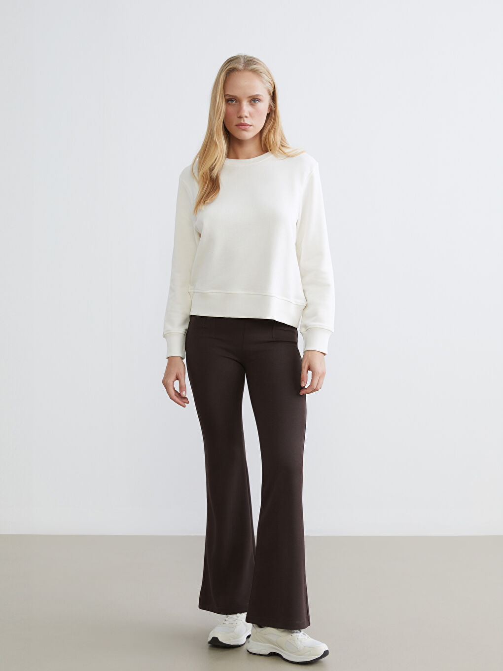 Pantalon Évasé Taille Haute pour Femmes