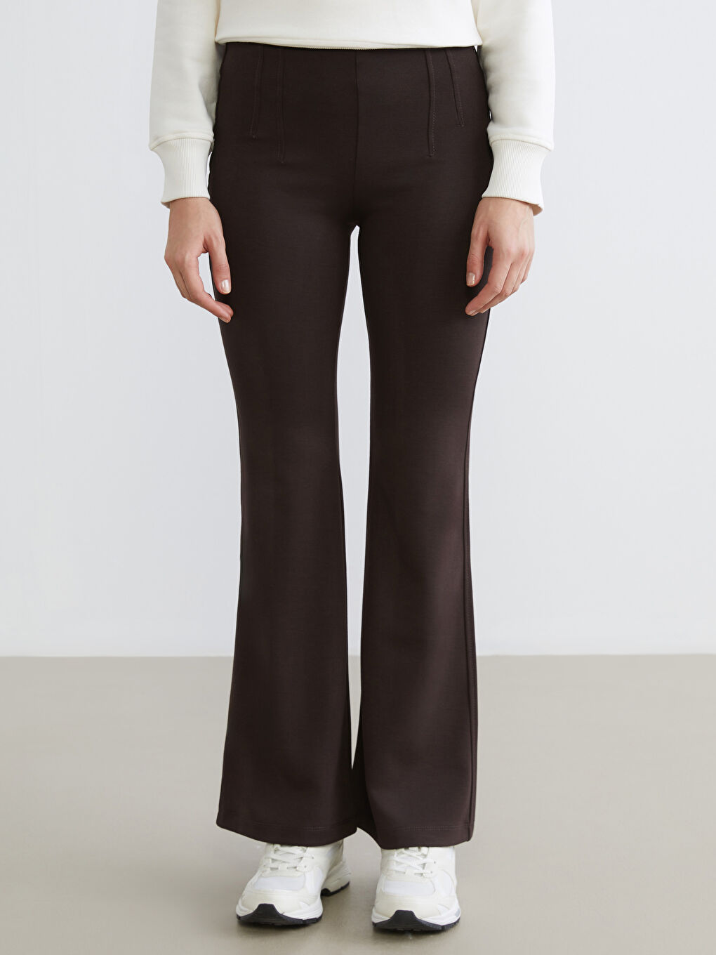 Pantalon Évasé Taille Haute pour Femmes-1