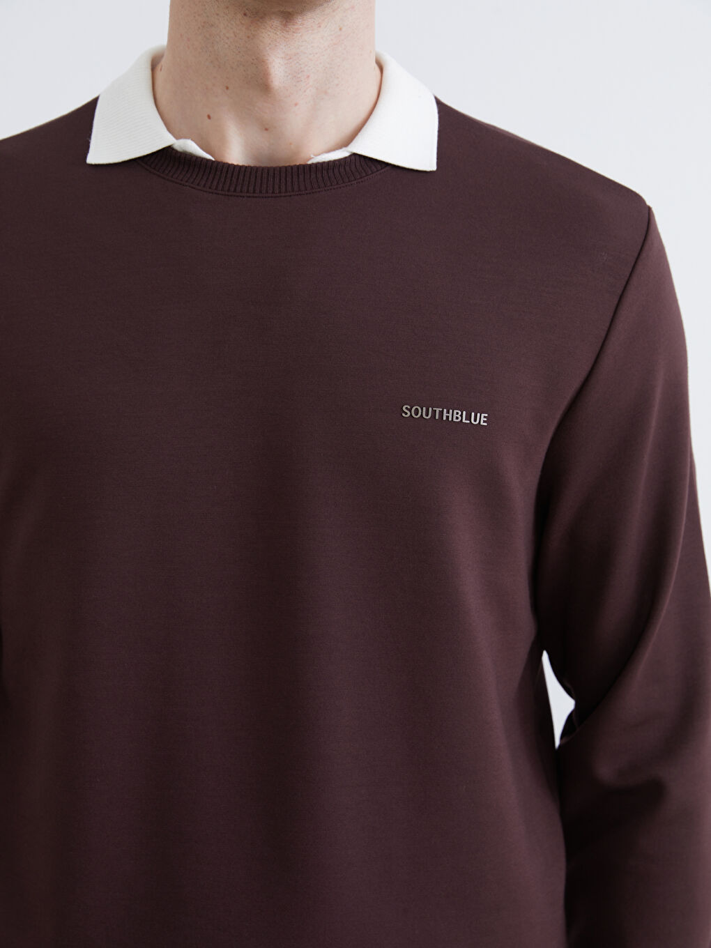 Kahverengi Bisiklet Yaka Uzun Kollu Erkek Sweatshirt-2