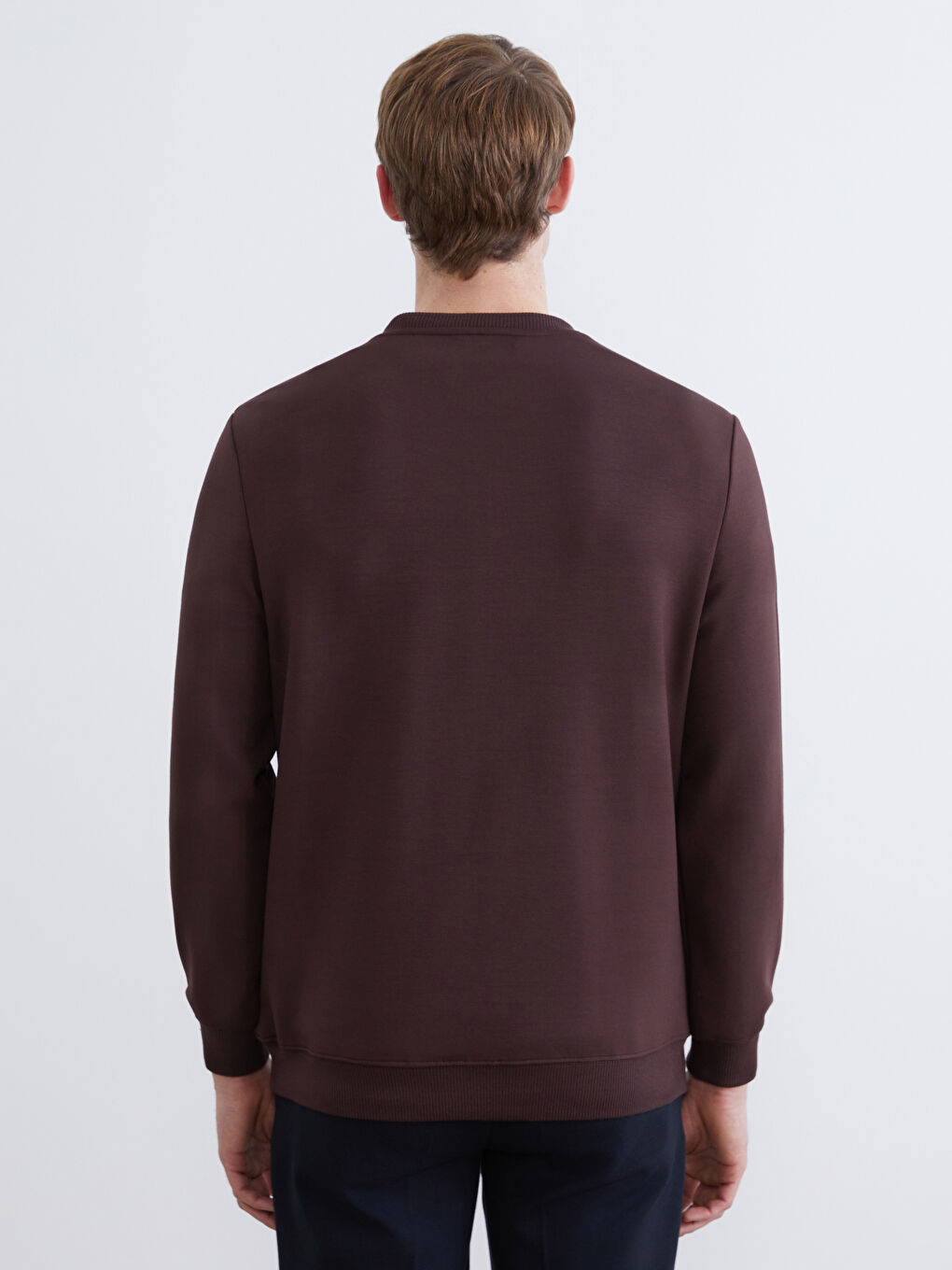 Kahverengi Bisiklet Yaka Uzun Kollu Erkek Sweatshirt-3