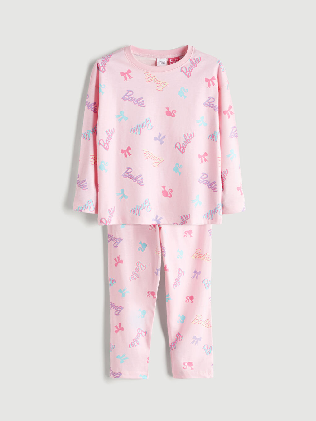 Crew Neck Barbie Printed Girls' Pyjama Set