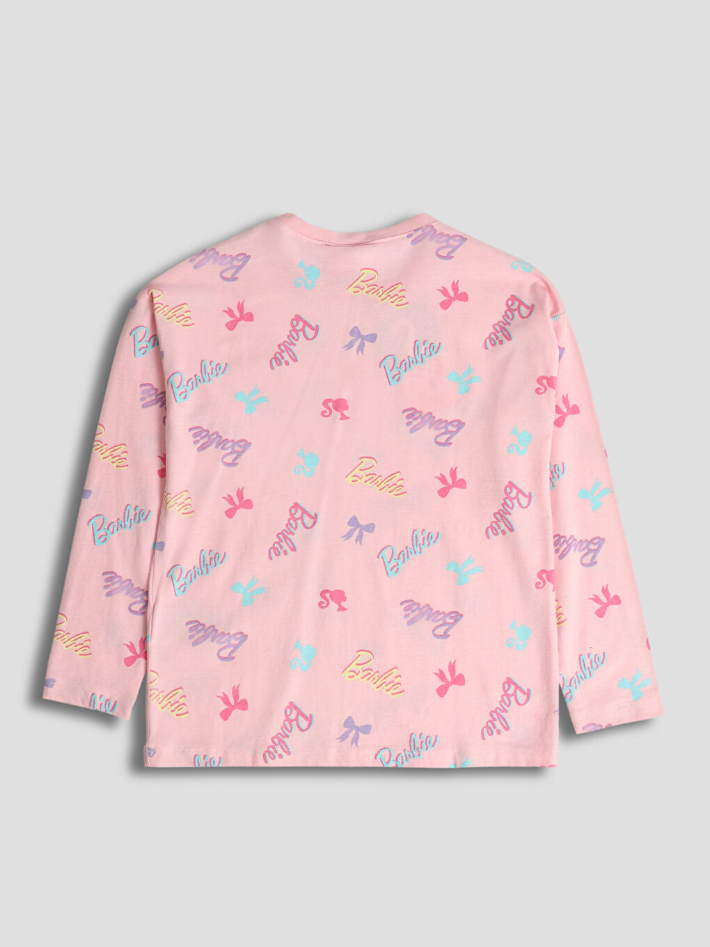 Crew Neck Barbie Printed Girls' Pyjama Set-4
