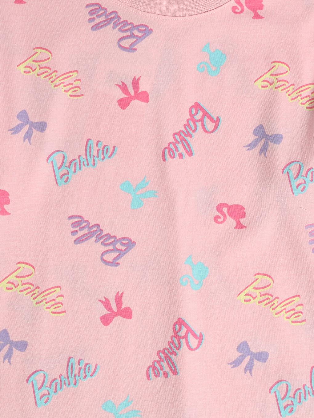 Crew Neck Barbie Printed Girls' Pyjama Set-6