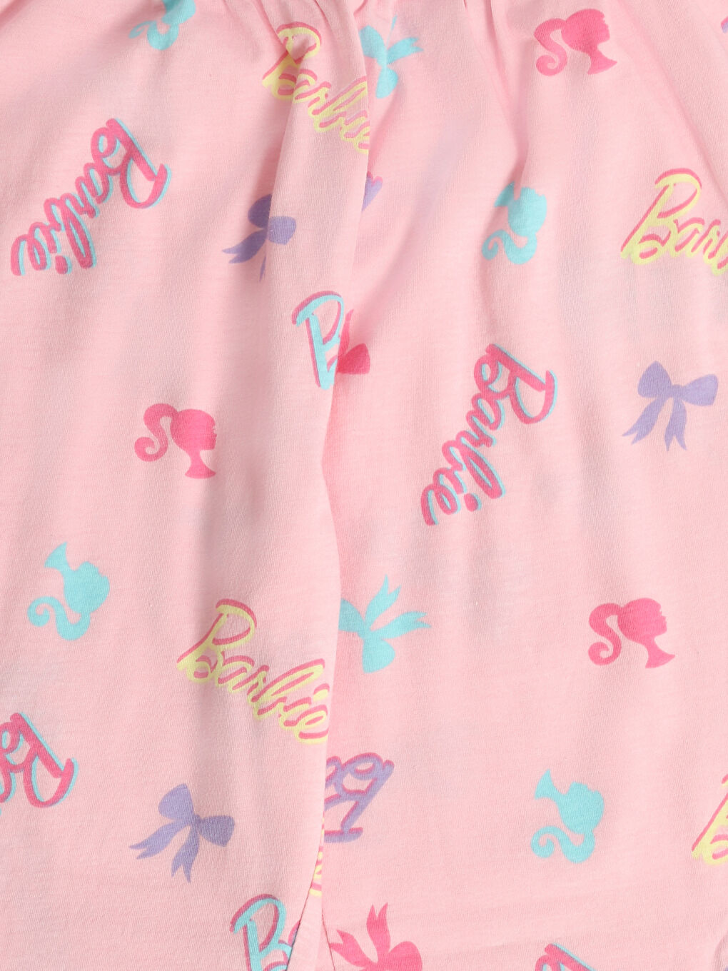 Crew Neck Barbie Printed Girls' Pyjama Set-12