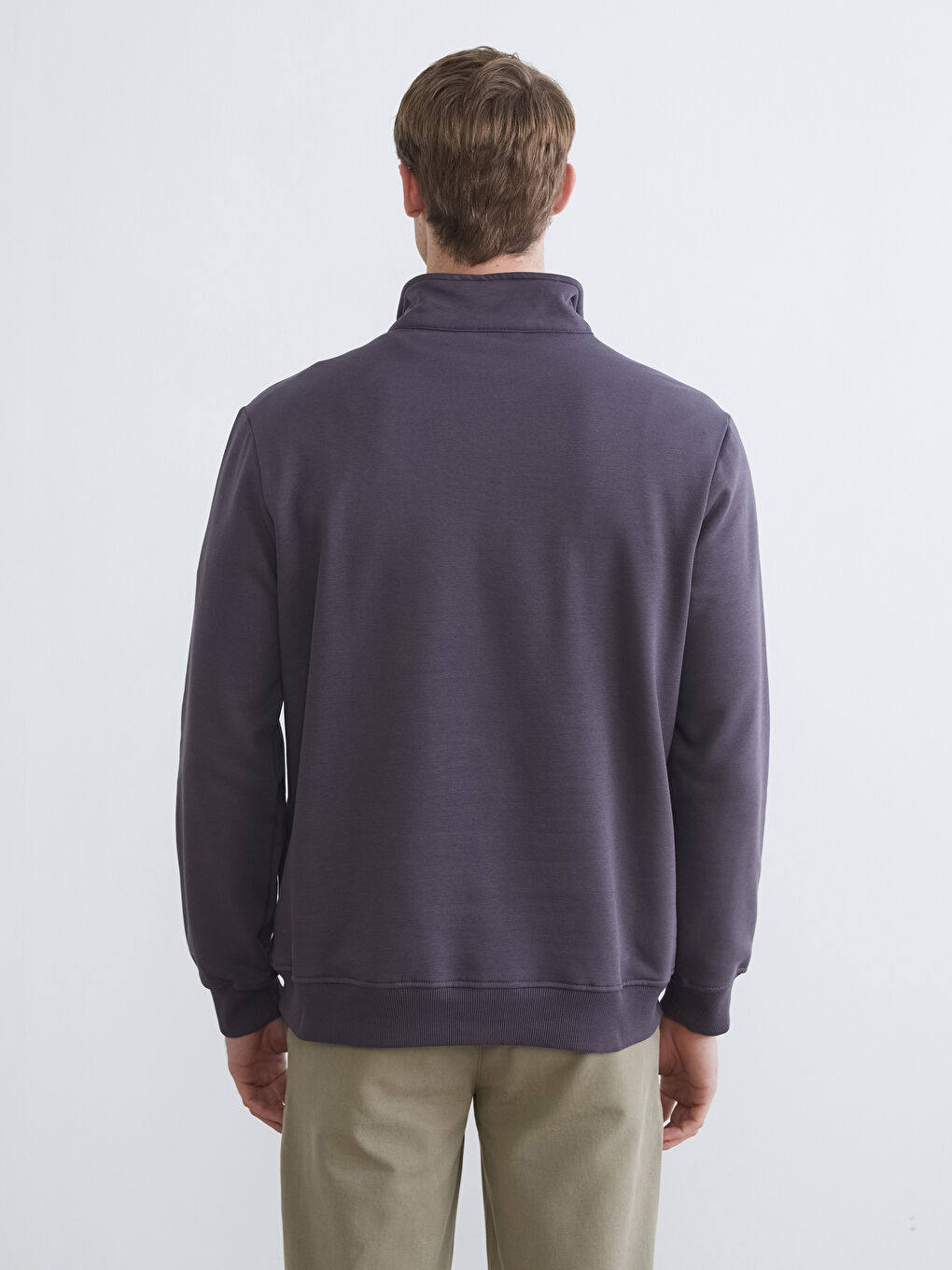 Zippered Funnel Neck Men's Thick Sweatshirt-3