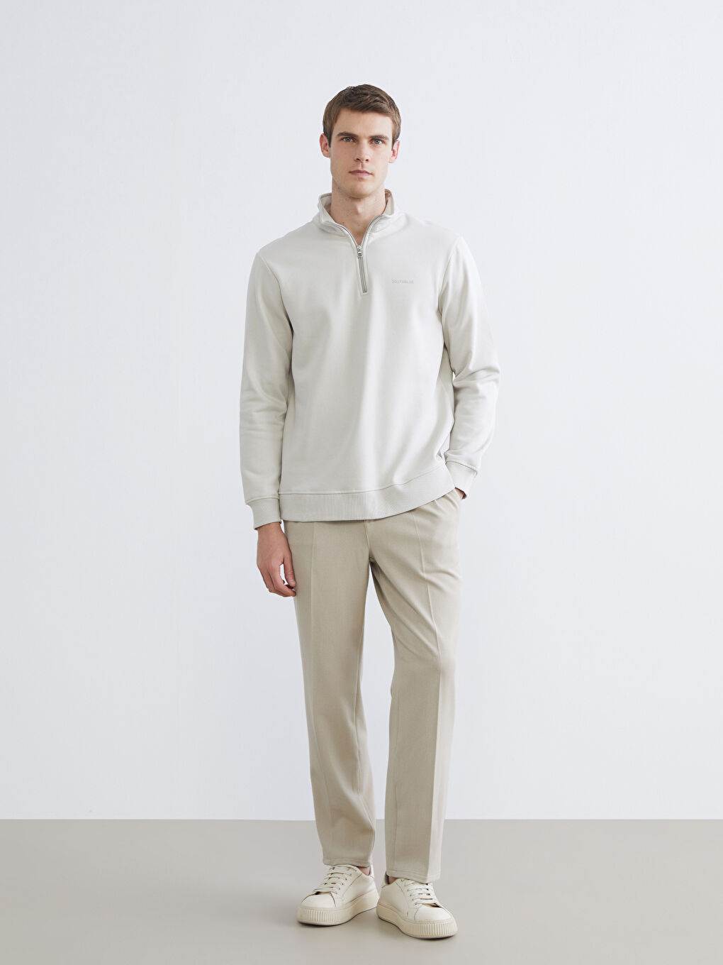 Zippered Funnel Neck Men's Thick Sweatshirt-1