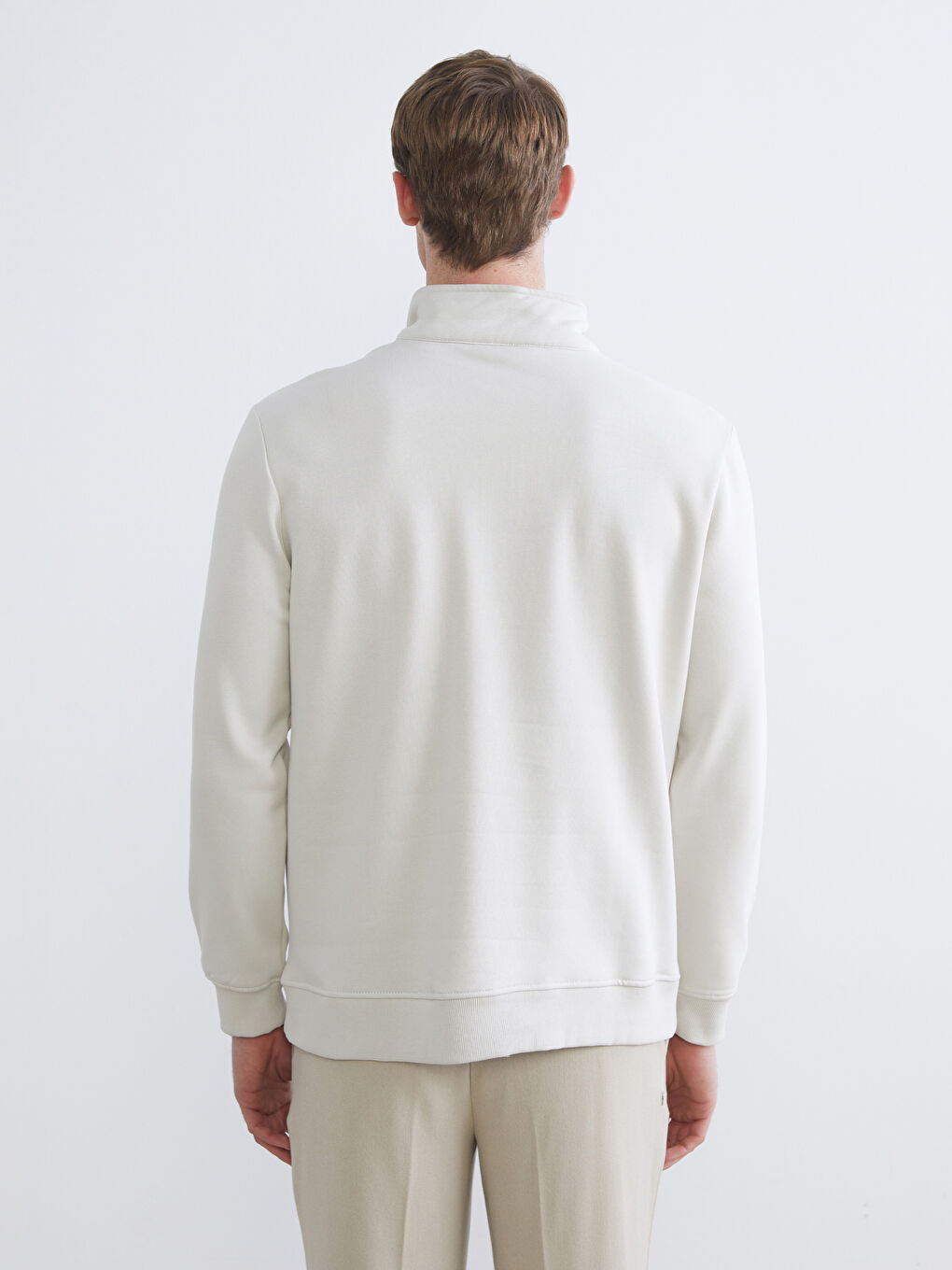 Zippered Funnel Neck Men's Thick Sweatshirt-3