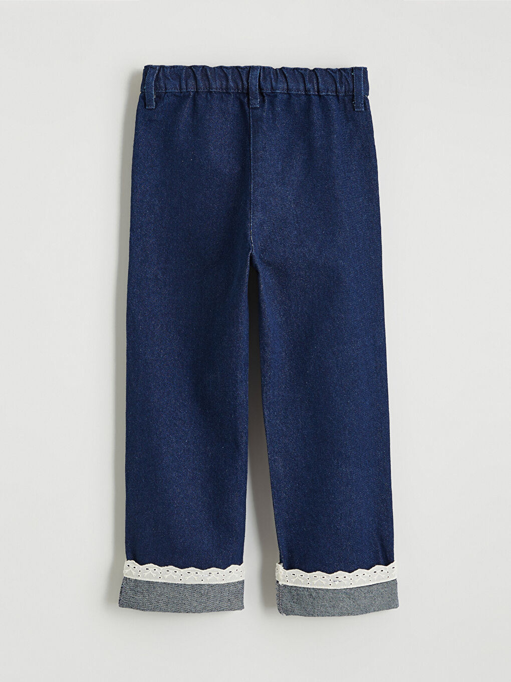 İndigo Beli Lastikli Kız Çocuk Jean Pantolon-3